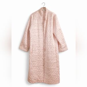 Oscar de la Renta Quilted Pink Satin Robe Coat Luxury Lounge Size L